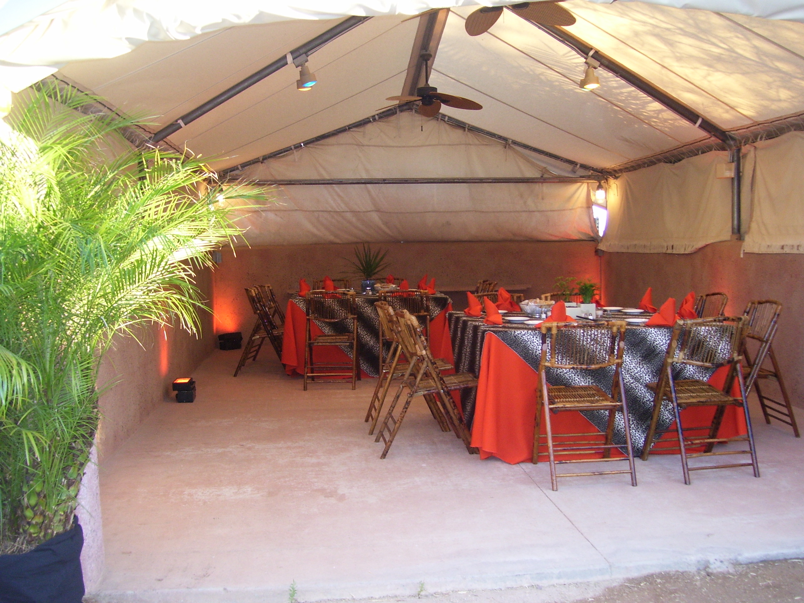 Inside one of the tents at the wedding venue